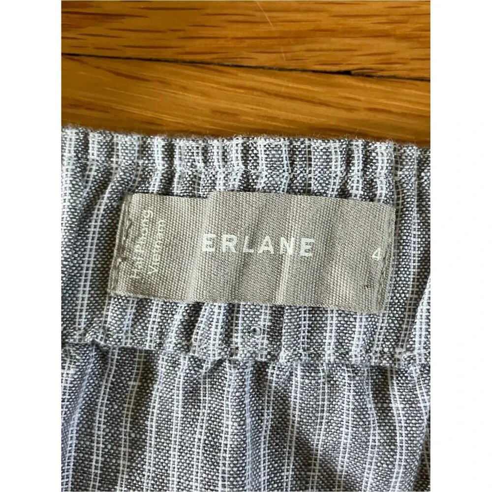 Everlane Grey Linen Pinstripe Wide Leg Crop One Piece Jumpsuit Romper 4